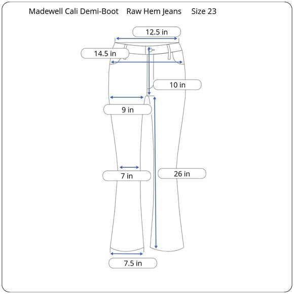 Madewell Cali Demi Boot Raw Hem Jeans Size 23 Raw Smithley Wash High Rise VGUC - Picture 12 of 12